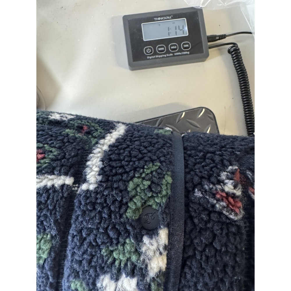 Kith & Kin Pinehurst Jacket Mens Small Blue Sherpa Fleece Paisley Bomber Snap - Picture 12 of 12